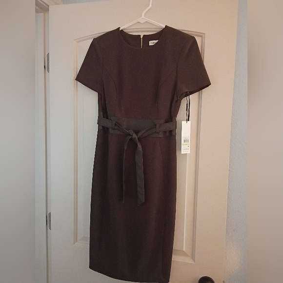 Calvin Klein Dark Brown Dress with Belt - Picture 2 of 5